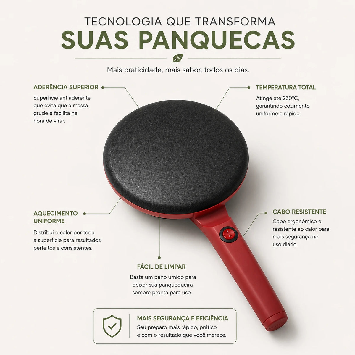 Panquequeira Elétrica Portátil Antiaderente - GainDTempo