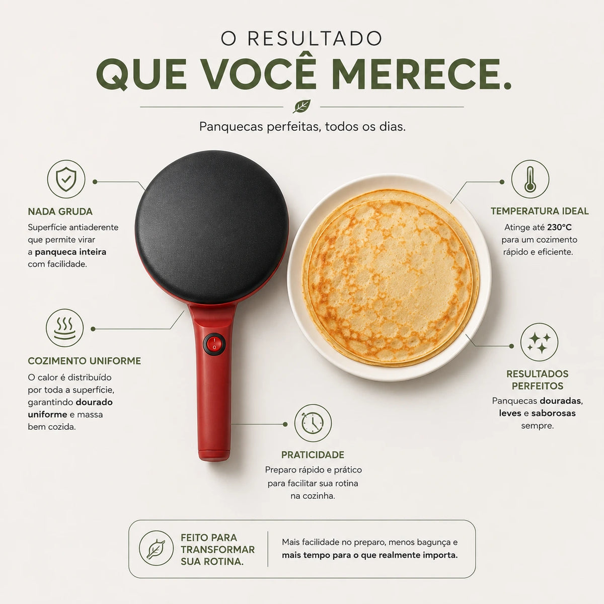 Panquequeira Elétrica Portátil Antiaderente - GainDTempo