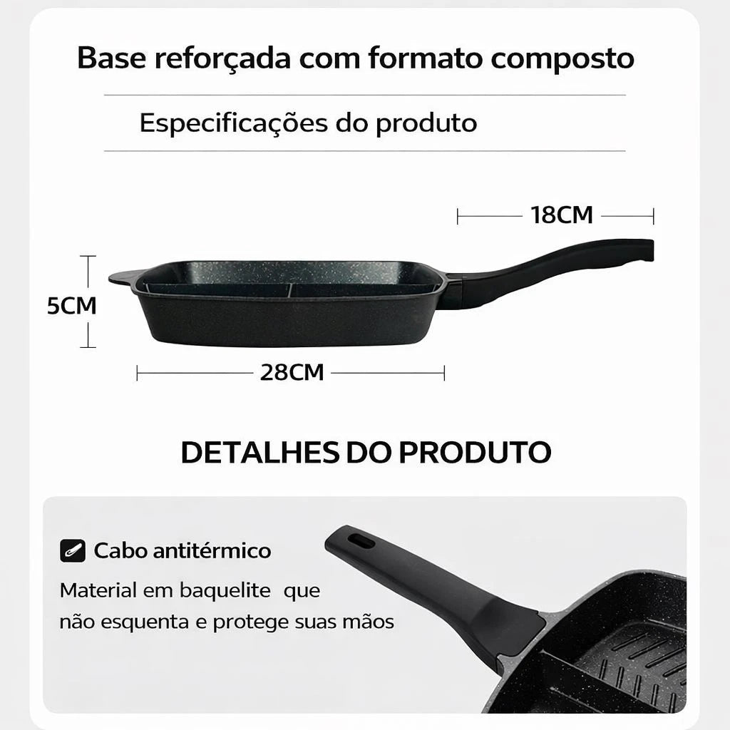 Panela de omelete multifuncional três em um antiaderente de pedra