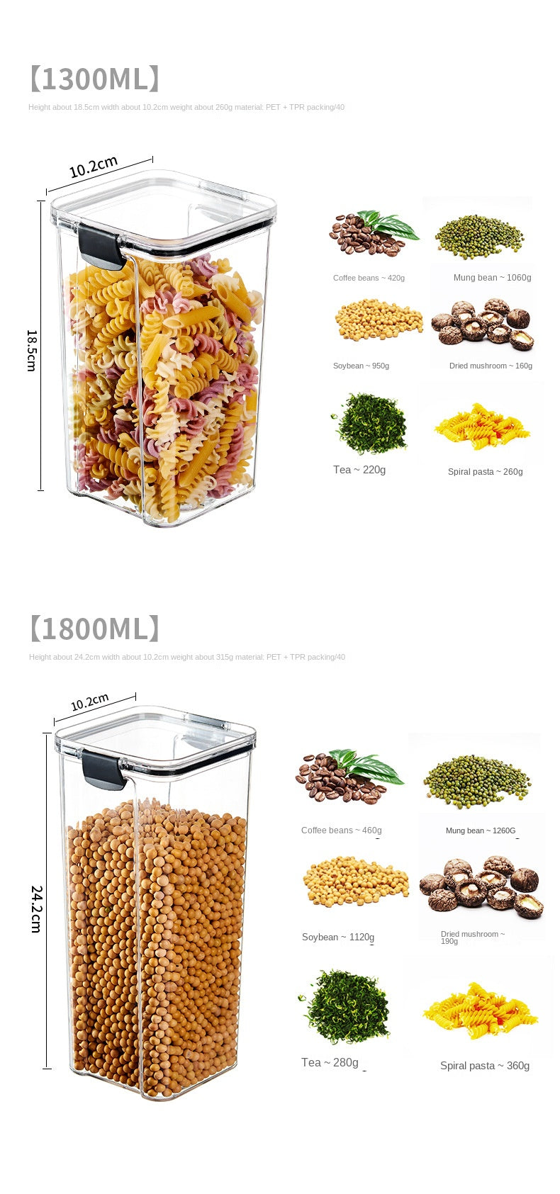 Sealed plastic food storage box cereal candy Dried jars with lid fridge storageTank containers household items kitchen organizer
