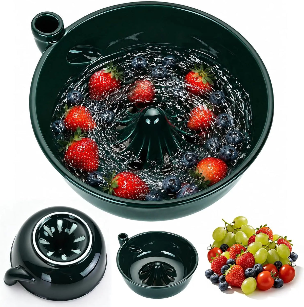 Tigela de Cerâmica para Lavar Frutas com Redemoinho Automático