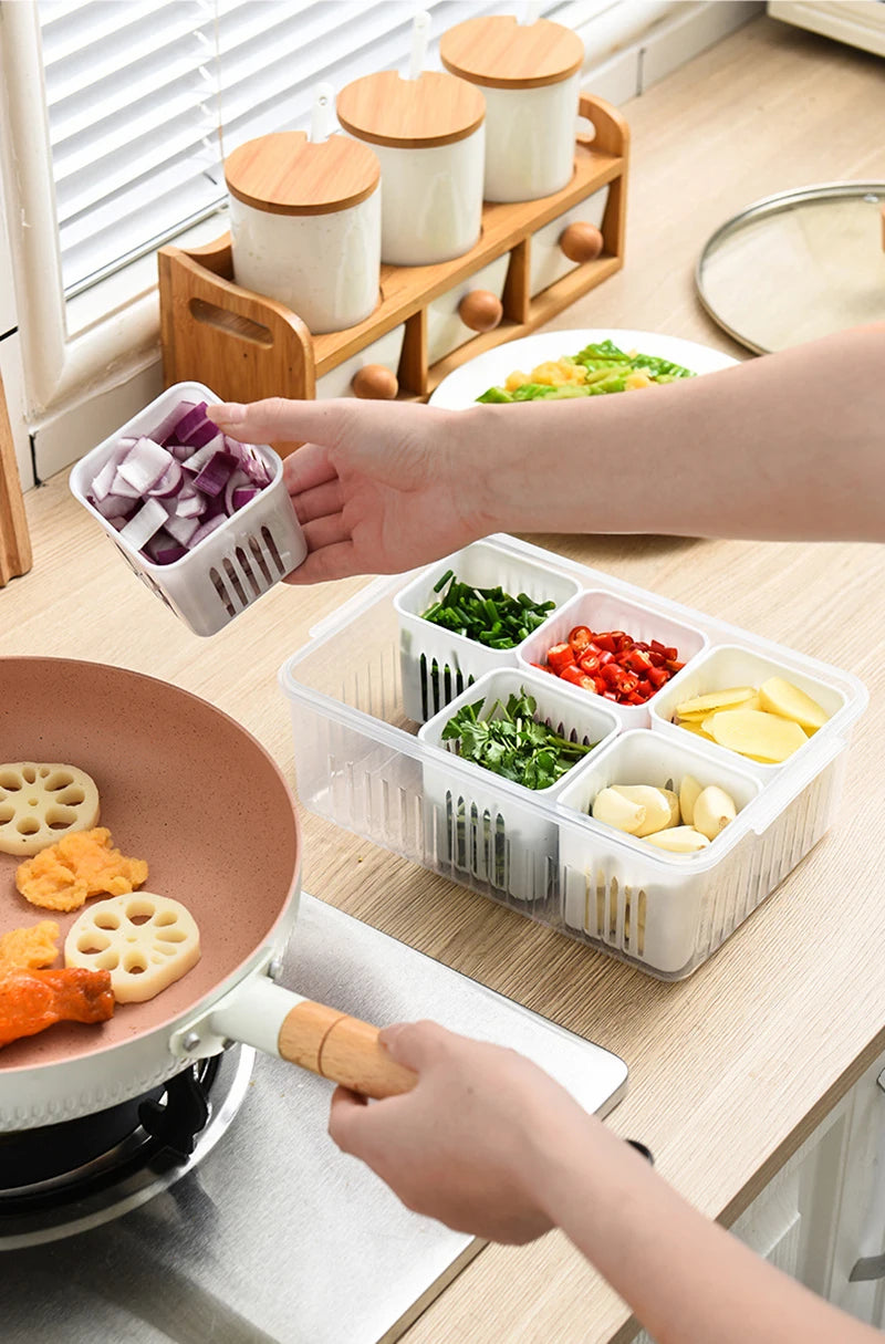 Organizador Modular para Geladeira com Cestos Drenantes