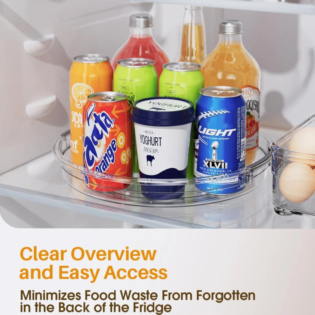 Organizador Giratório Lazy Susan 360° — Plástico Transparente | Geladeira e Armário
