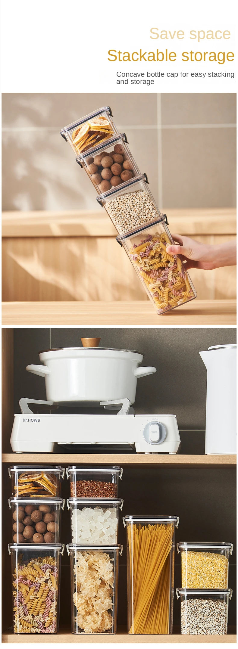 Sealed plastic food storage box cereal candy Dried jars with lid fridge storageTank containers household items kitchen organizer