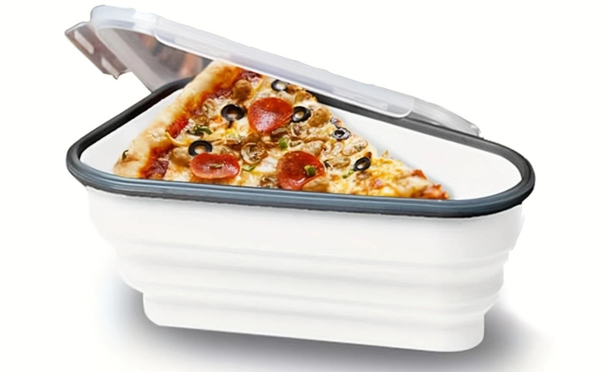 1pc Kitchen Organizers Pizza Slice Food Container With Lids Silicone Reusable Lunch Box Foldable Pizza Slice Storage Holder Save
