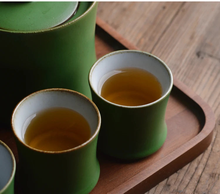 Xícara de Chá em Cerâmica Estilo Bambu | 80ml | Ritual, Design e Inovação para o Seu Lar