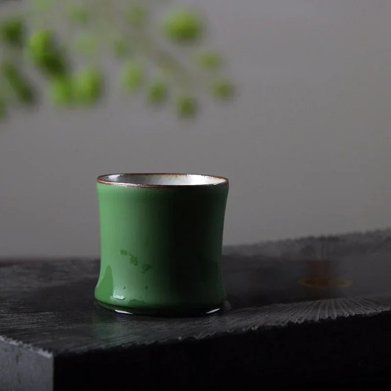 Xícara de Chá em Cerâmica Estilo Bambu | 80ml | Ritual, Design e Inovação para o Seu Lar