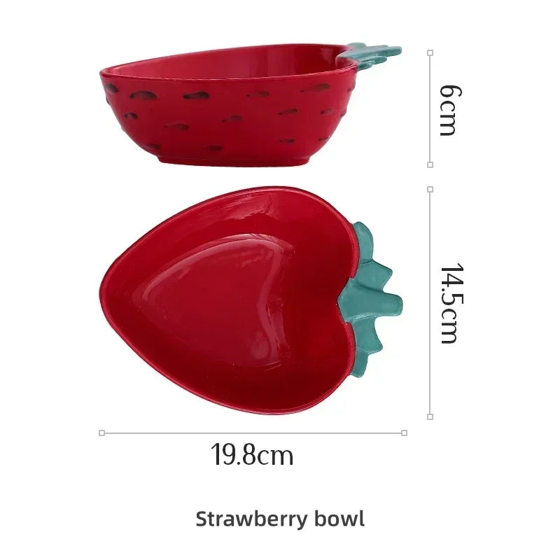 Creative Ceramic Bowl Hand-painted Fruit Modeling Cute Rice Bowl Fruit Salad Plate Pineapple Strawberry Lemon Ceramic tableware