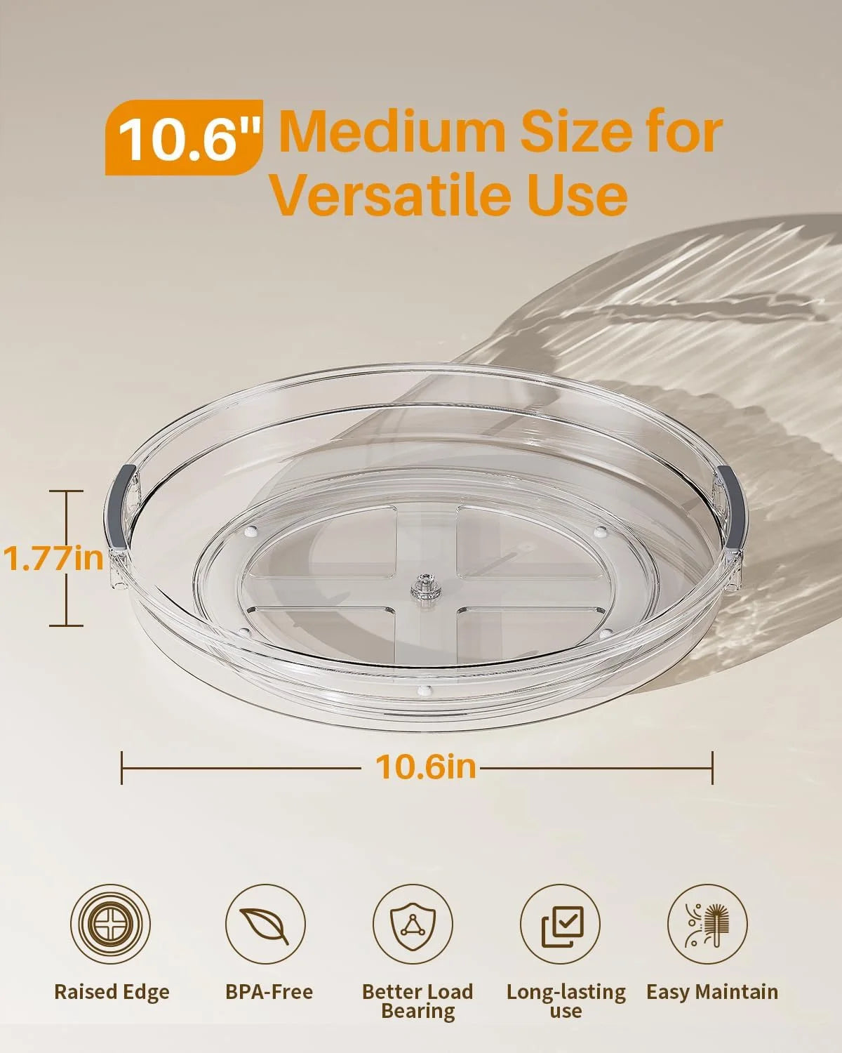 Organizador Giratório Lazy Susan 360° — Plástico Transparente | Geladeira e Armário