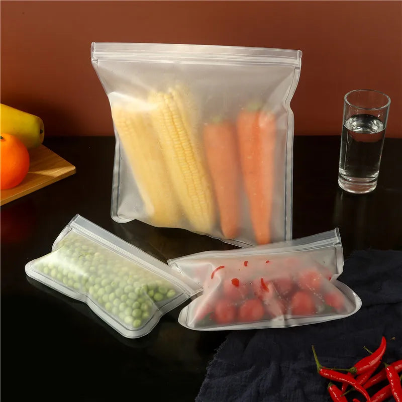 5/10pcs Silicone Food Grade Storage Containers Leakproof Containers Reusable Ziplock Freezer Fresh Bag Food Storage Sealed Bag