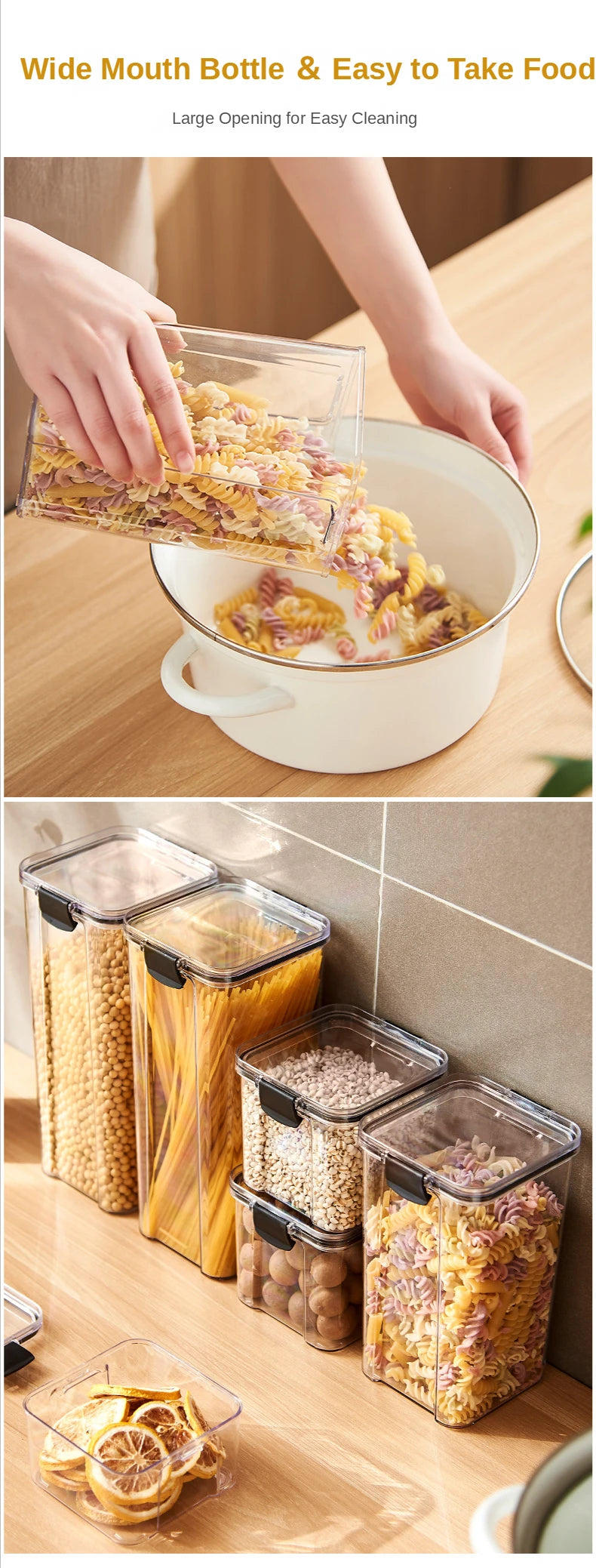 Sealed plastic food storage box cereal candy Dried jars with lid fridge storageTank containers household items kitchen organizer