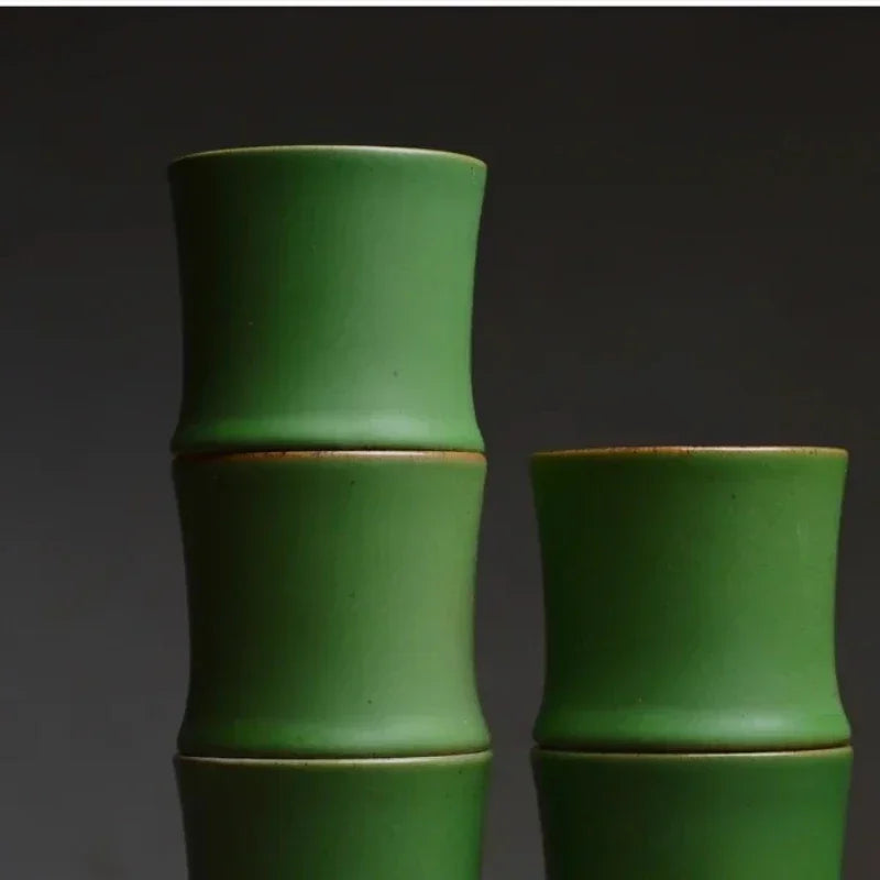 Xícara de Chá em Cerâmica Estilo Bambu | 80ml | Ritual, Design e Inovação para o Seu Lar