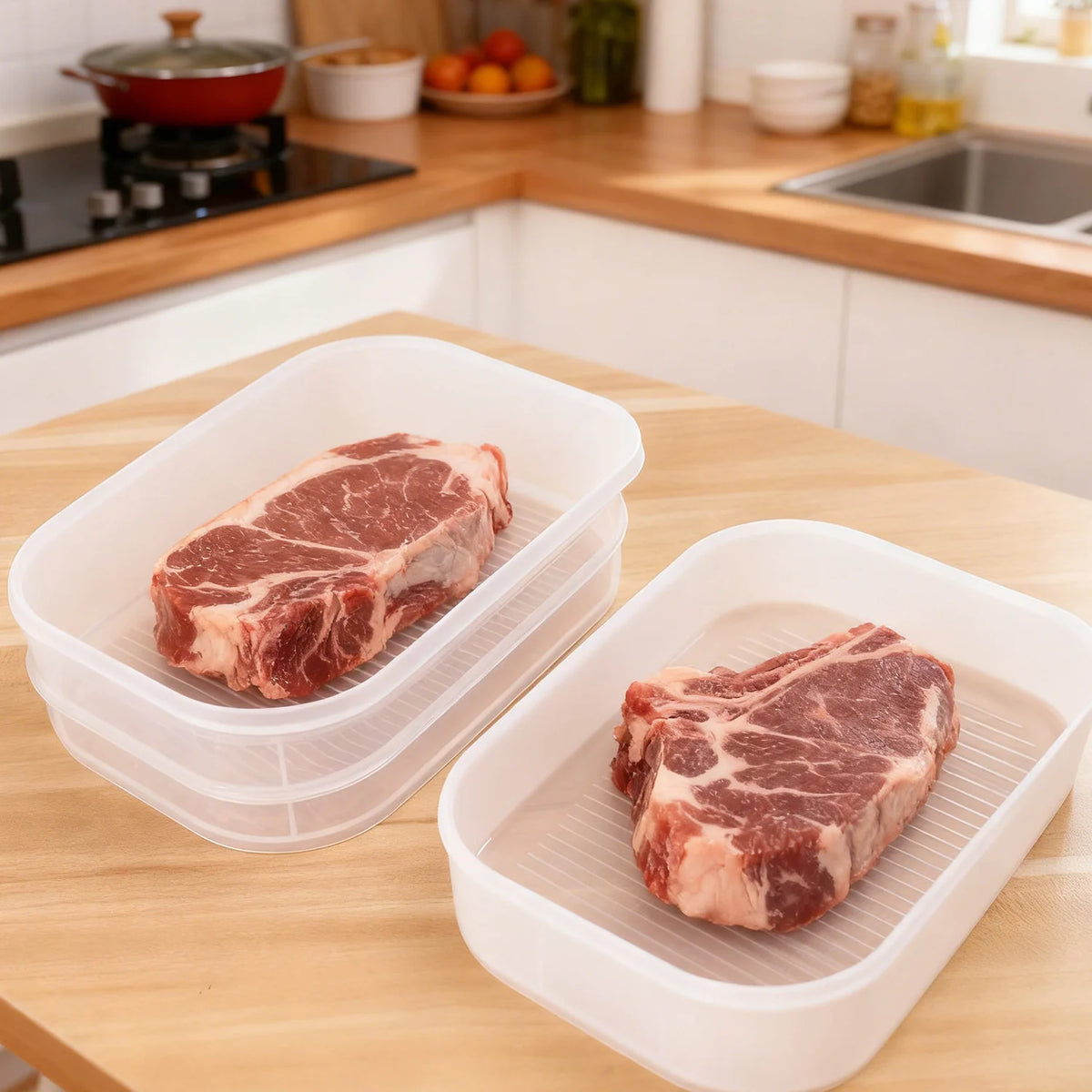 Pote Empilhável para Alimentos com Tampa — Reutilizável | Carne, Queijo e Frios