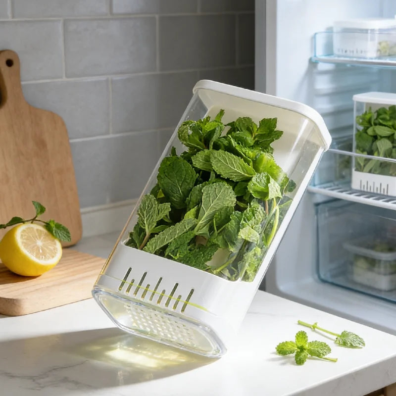 Herb Vegetable Hydroponic Preservation Container Refrigerator Storage Box Vegetable Fresh Keeper Kitchen Utensils