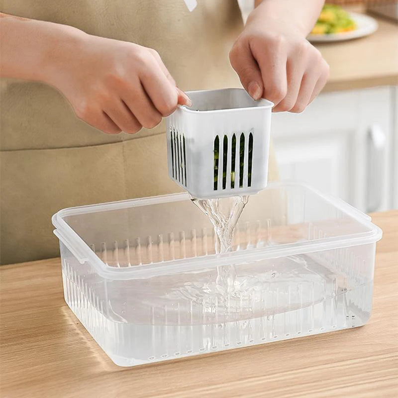 Organizador Modular para Geladeira com Cestos Drenantes
