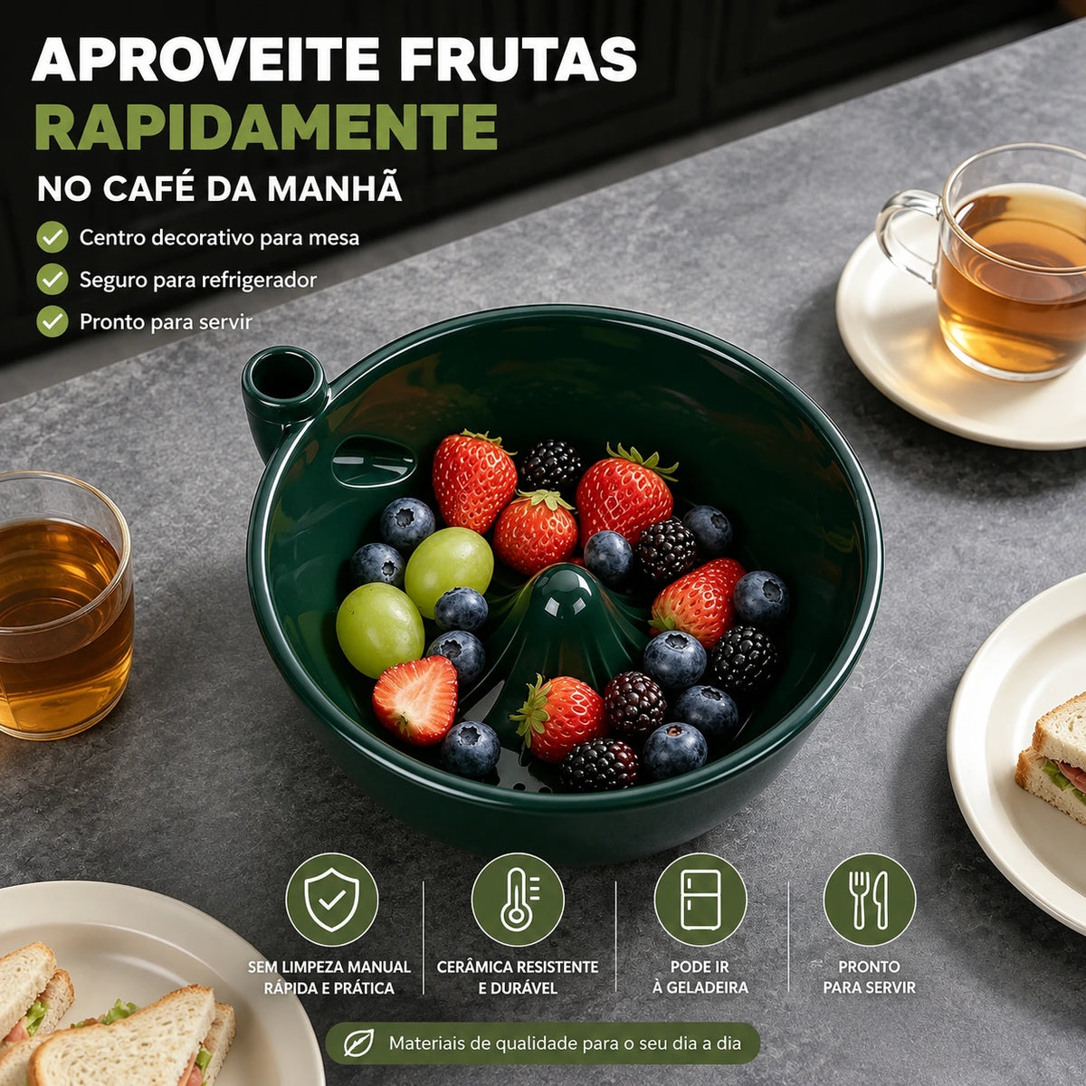 Tigela de Cerâmica para Lavar Frutas com Redemoinho Automático