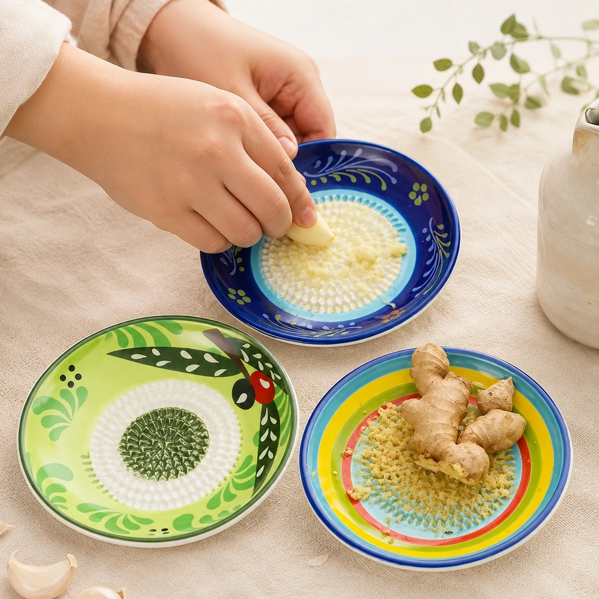Prato de Cerâmica Artesanal  GaindTempo Ralador de Legumes e Frutas - COMPRE 2 E LEVE 3