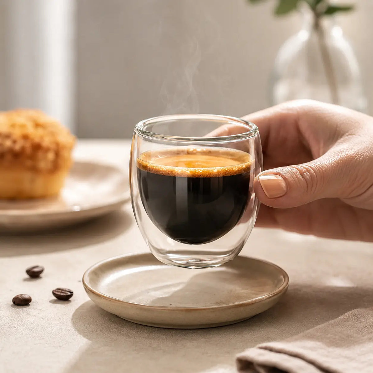 Copos de Vidro Duplo 80ml — Parede Dupla Térmica para Café e Espresso