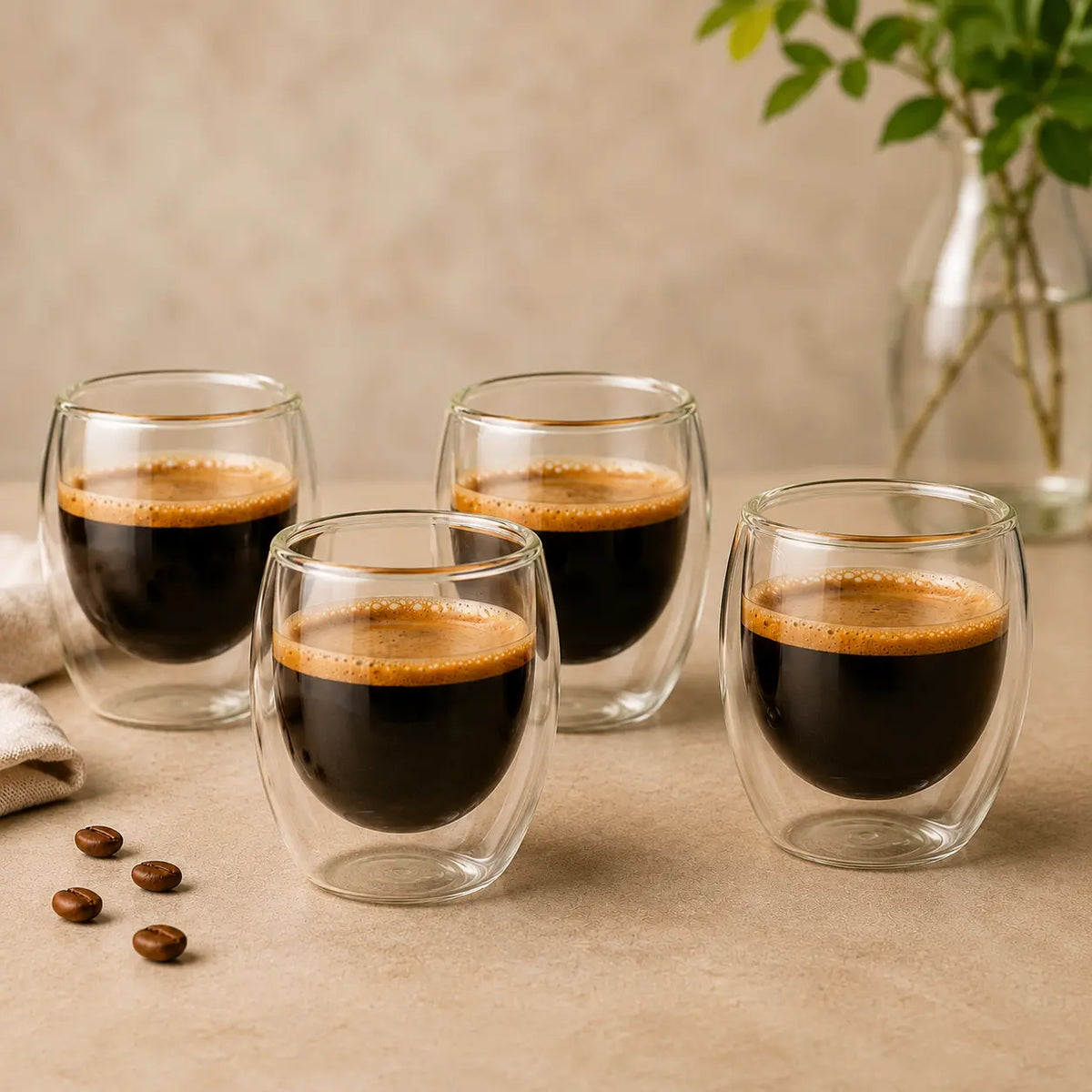 Copos de Vidro Duplo 80ml — Parede Dupla Térmica para Café e Espresso