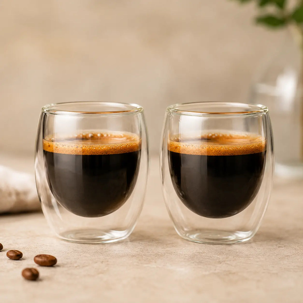 Copos de Vidro Duplo 80ml — Parede Dupla Térmica para Café e Espresso