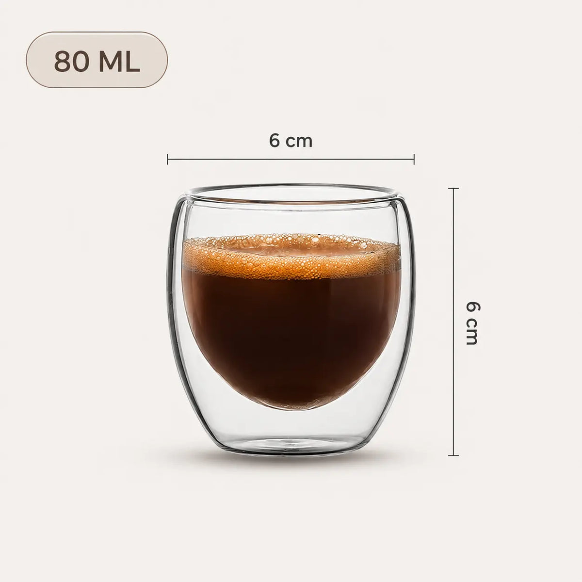 Copos de Vidro Duplo 80ml — Parede Dupla Térmica para Café e Espresso