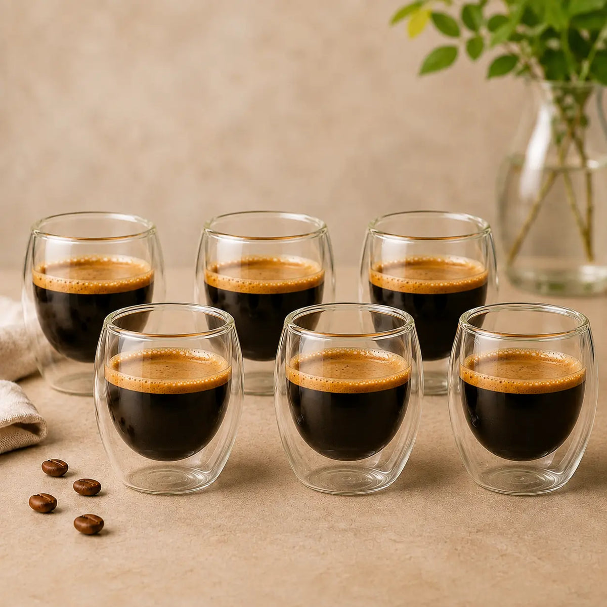 Copos de Vidro Duplo 80ml — Parede Dupla Térmica para Café e Espresso