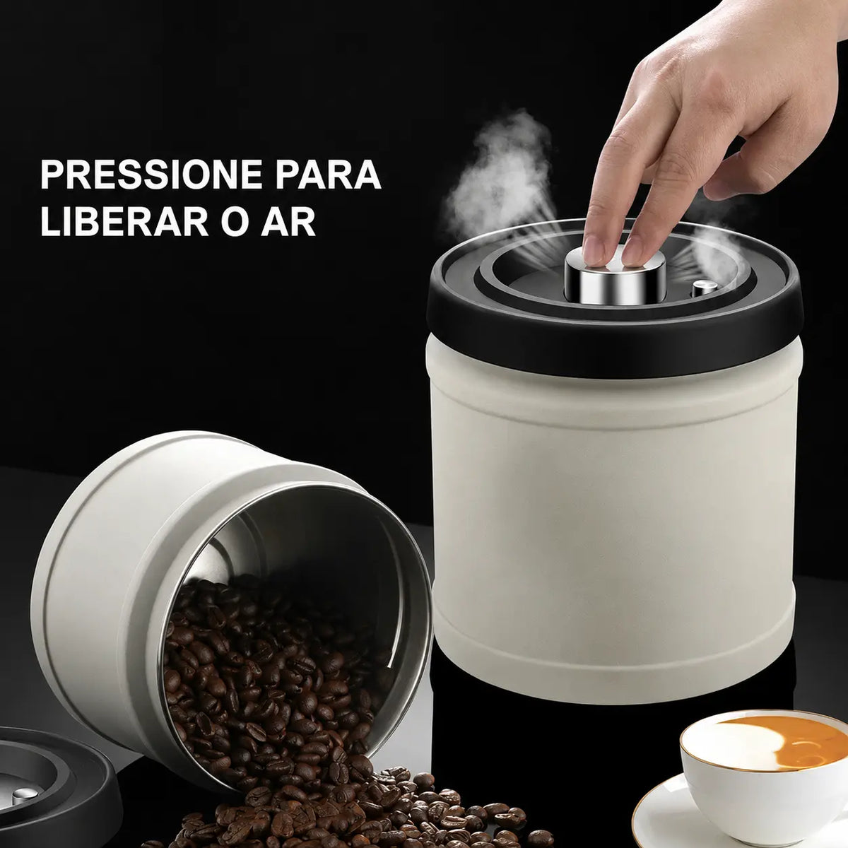 Pote Hermético a Vácuo para Café — Aço Inox 304 | 750ml, 1100ml e 1600ml