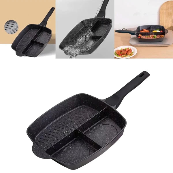 Panela de omelete multifuncional três em um antiaderente de pedra
