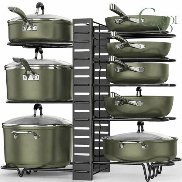 Suporte de ferro para panelas com 8 camadas, resistente e com kit anti-ferrugem GainSpace