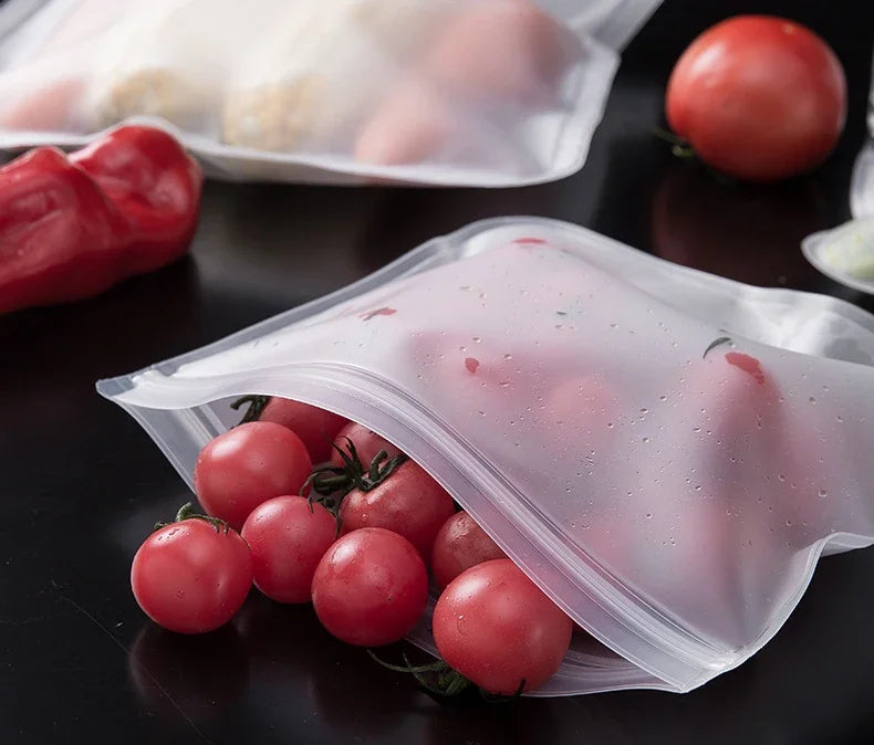 5/10pcs Silicone Food Grade Storage Containers Leakproof Containers Reusable Ziplock Freezer Fresh Bag Food Storage Sealed Bag