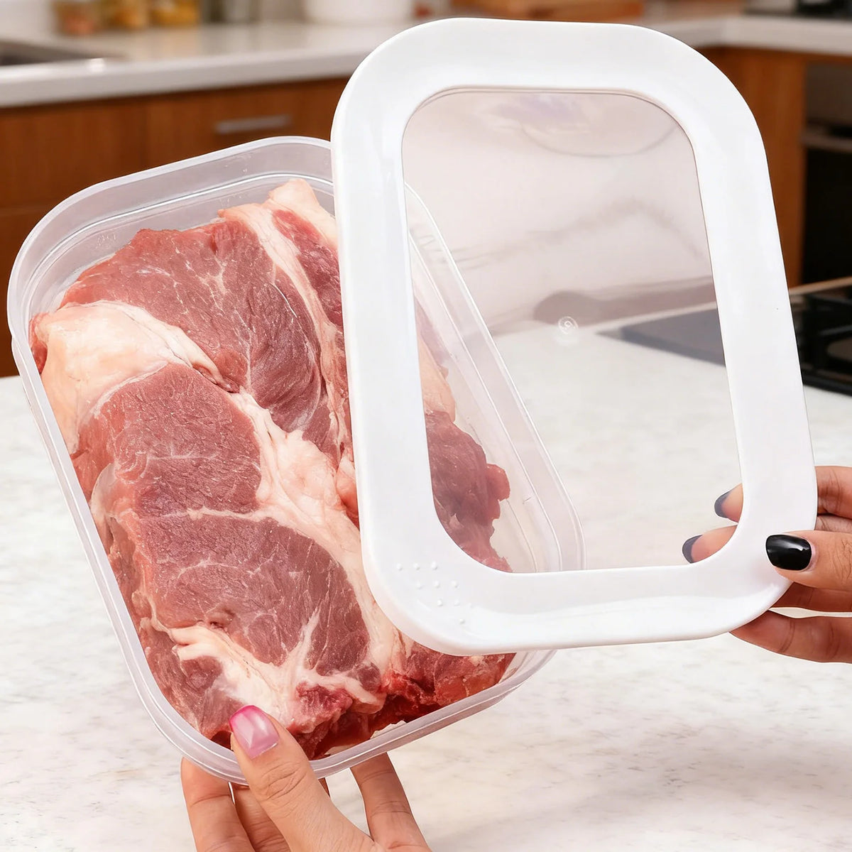 Pote Empilhável para Alimentos com Tampa — Reutilizável | Carne, Queijo e Frios