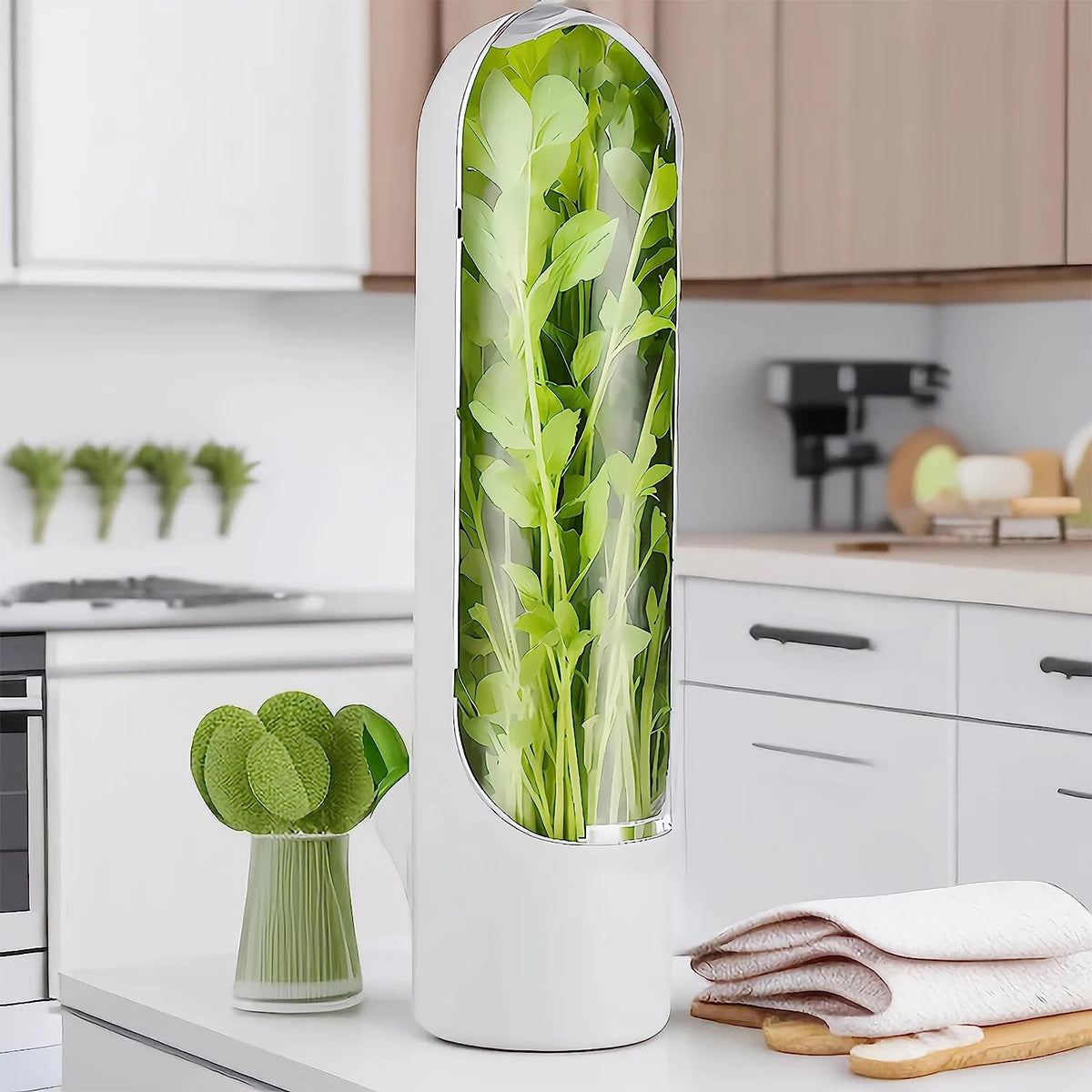 Herb Saver Storage Container Fresh Herb Keeper Vanilla Vegetables Fresh Preservation Bottle for Refrigerator Kitchen Gadgets