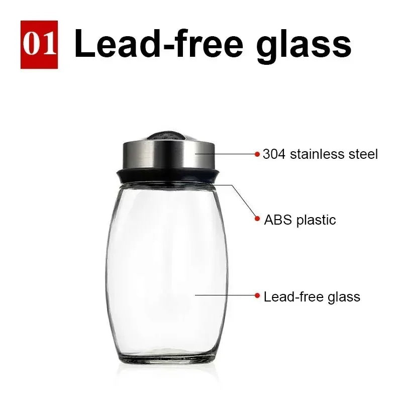 7pcs Spice Jar Set Rack Glass Organizer Rotating Glass Seasoning Sugar Pepper Bottles Salt Shakers Holder Kitchen Storage Rack