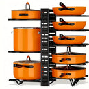 8 layer iron pot rack trimmers, heavy metal pot storage, anti-rust kitchen rack with skid resistant course