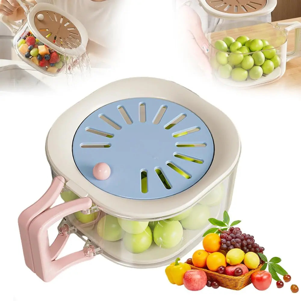 LMETJMA 2 in 1 Fruit Washing Bowl with Strainer Multifunctional Vegetable Colander Storage Container Drain Basket Fruit Strainer