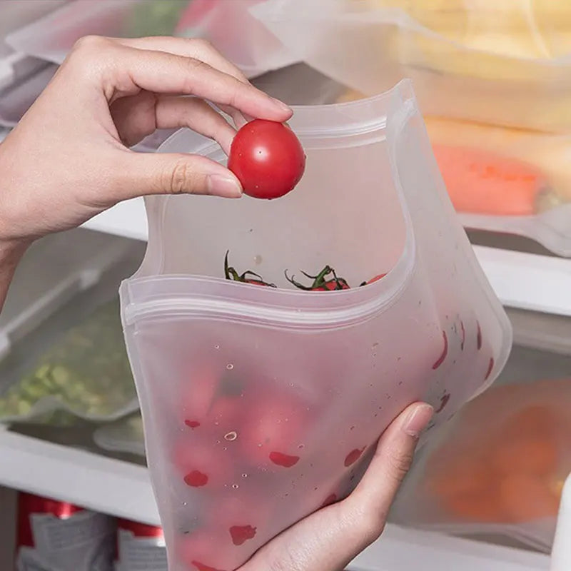 5/10pcs Silicone Food Grade Storage Containers Leakproof Containers Reusable Ziplock Freezer Fresh Bag Food Storage Sealed Bag