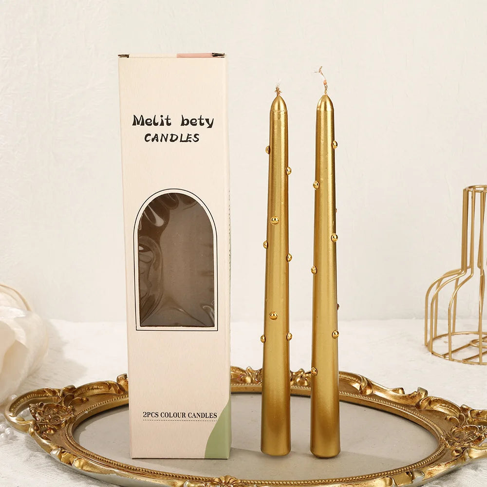 Smoke-Free Long Candles for Home Use, Coloured Pearl Texture, Wedding Candlelight Dinner Candlesticks, Holiday Decoration