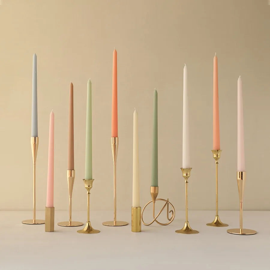 4Pcs Gradient Color Candle Conical Long Rod Candles Dripless Smokeless Candle Romantic Wedding Birthday Party Table Decoration