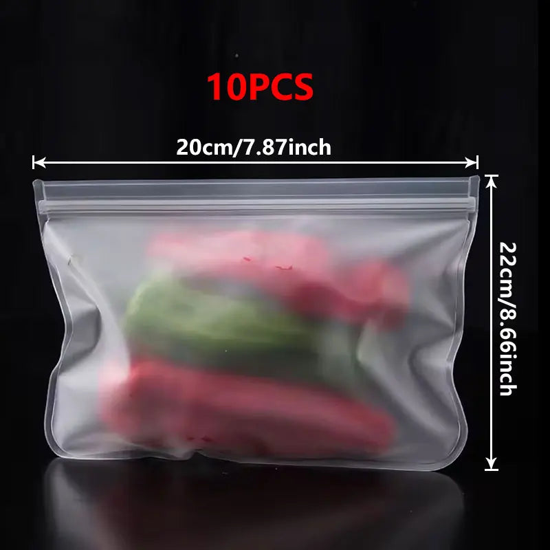 5/10pcs Silicone Food Grade Storage Containers Leakproof Containers Reusable Ziplock Freezer Fresh Bag Food Storage Sealed Bag
