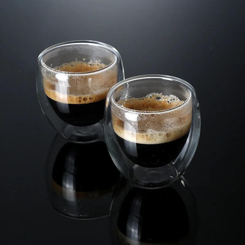 Copos de Vidro Duplo 80ml — Parede Dupla Térmica para Café e Espresso