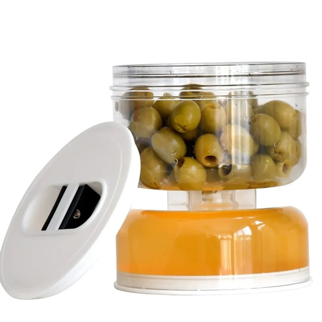 Sealed Jar for Pickle Home Wet and Dry Separation Pickle Jar with Flip Container and Strainer Hourglass Design Olives Container