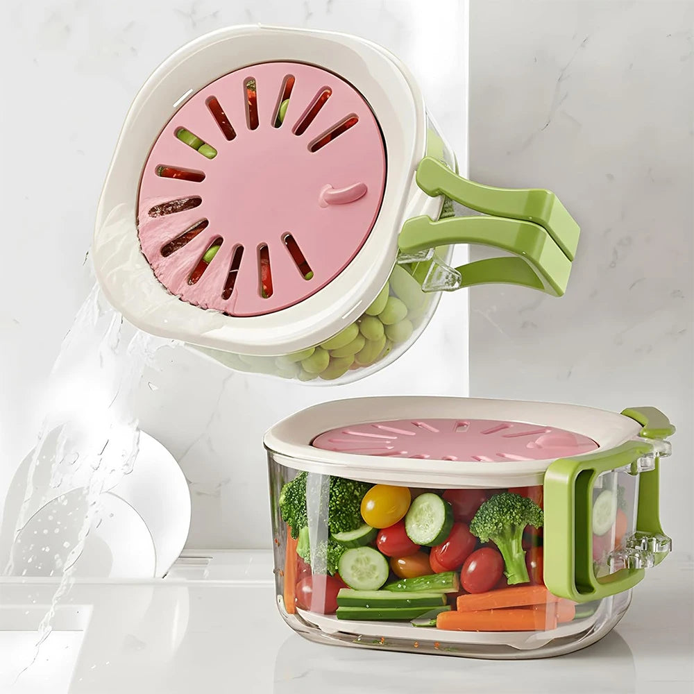LMETJMA 2 in 1 Fruit Washing Bowl with Strainer Multifunctional Vegetable Colander Storage Container Drain Basket Fruit Strainer