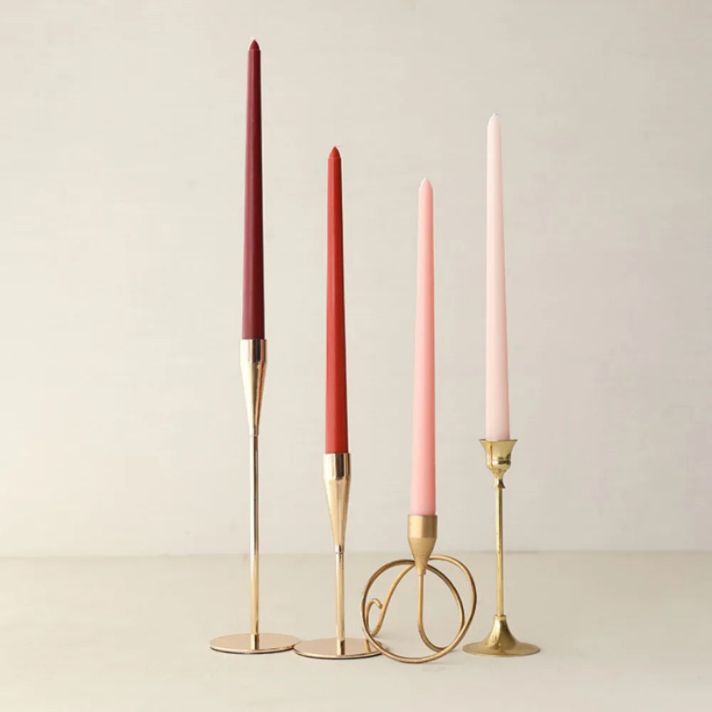 4Pcs Gradient Color Candle Conical Long Rod Candles Dripless Smokeless Candle Romantic Wedding Birthday Party Table Decoration