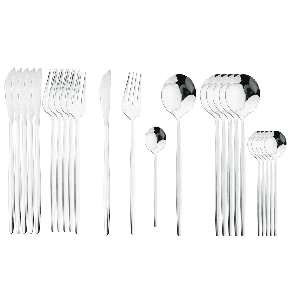 Conjunto de Talheres 24 Peças FEB.WIND — Aço Inoxidável Premium para 6 Pessoas