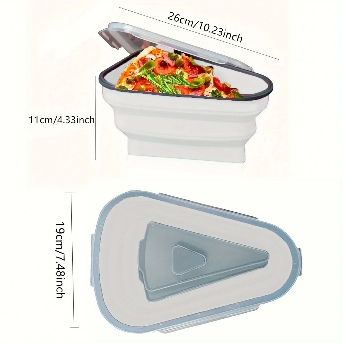 1pc Kitchen Organizers Pizza Slice Food Container With Lids Silicone Reusable Lunch Box Foldable Pizza Slice Storage Holder Save