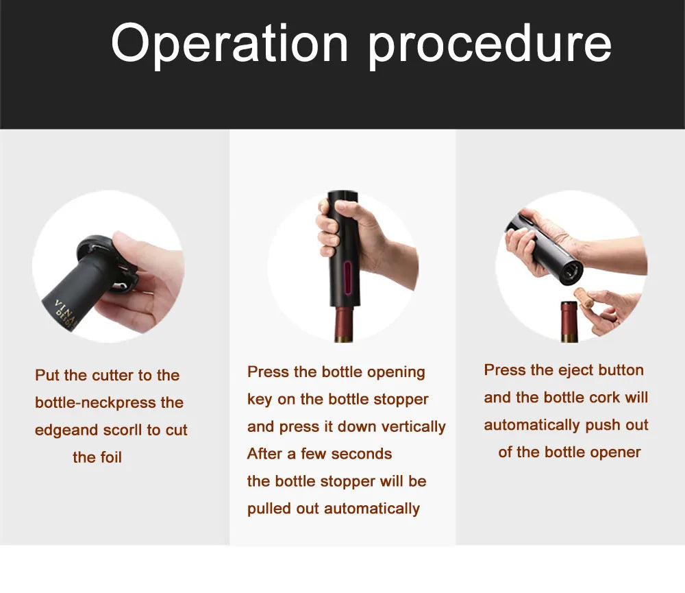 Electric Wine Opener Rechargeable Automatic Corkscrew Wine Openers for Beer Bottle Opener Foil Cutter Kitchen Bar Can Opener