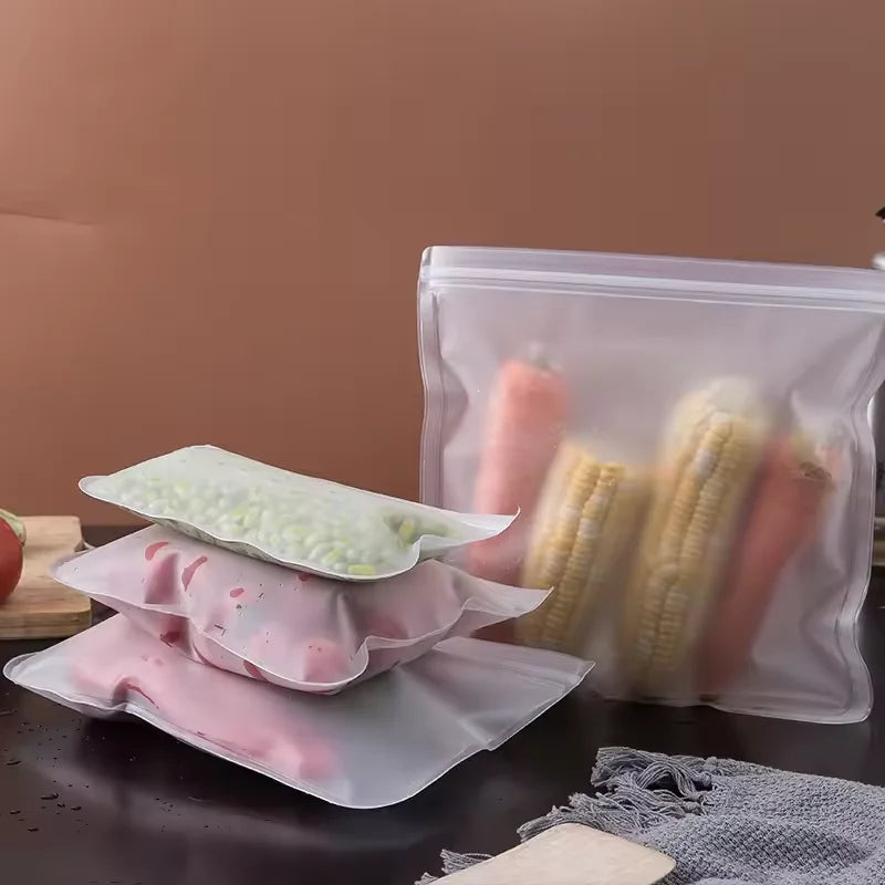 5/10pcs Silicone Food Grade Storage Containers Leakproof Containers Reusable Ziplock Freezer Fresh Bag Food Storage Sealed Bag