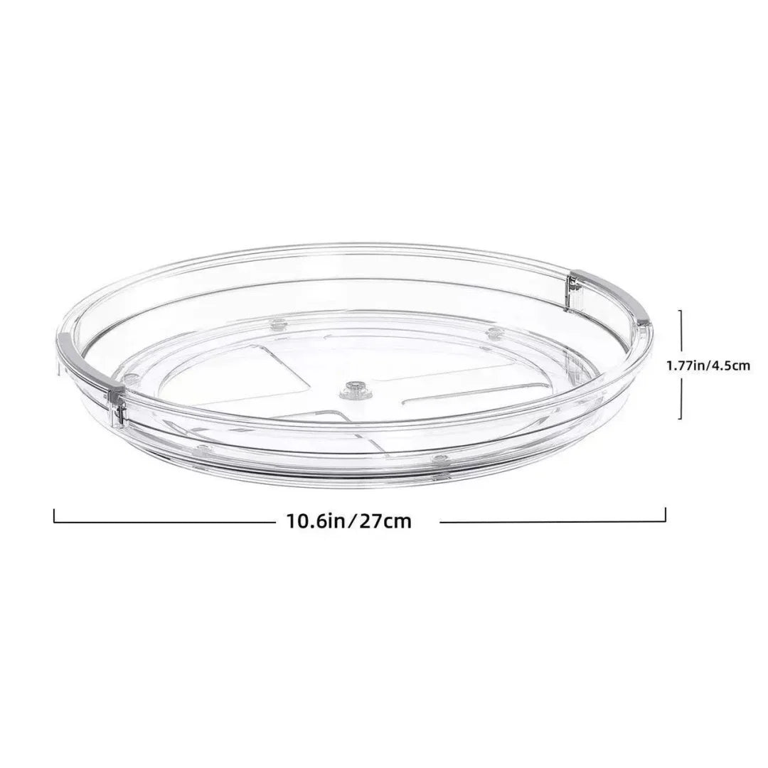 Organizador Giratório Lazy Susan 360° — Plástico Transparente | Geladeira e Armário