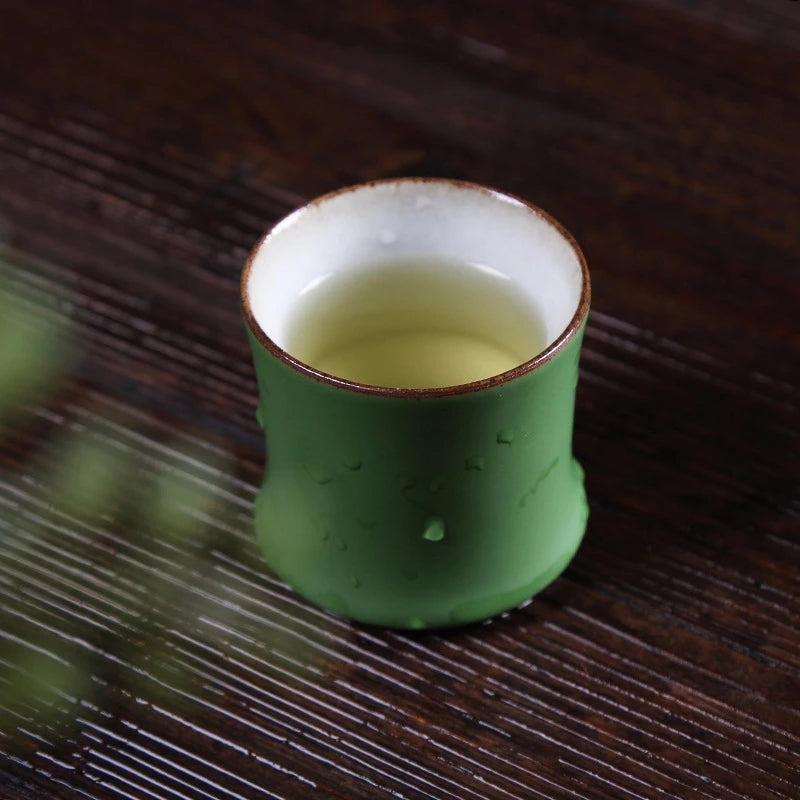 Xícara de Chá em Cerâmica Estilo Bambu | 80ml | Ritual, Design e Inovação para o Seu Lar