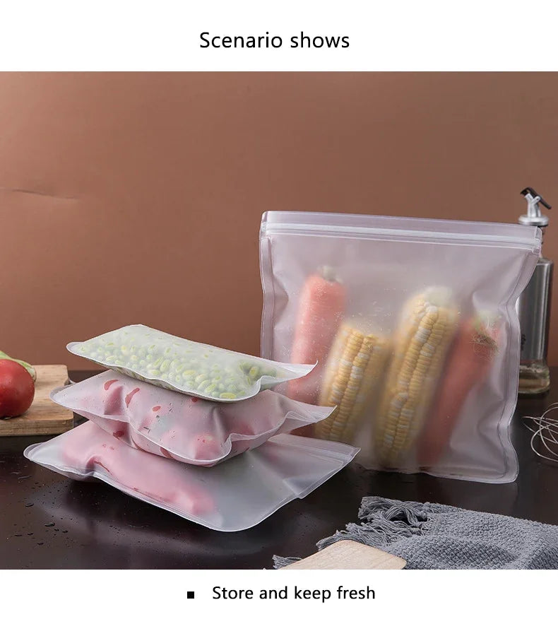 5/10pcs Silicone Food Grade Storage Containers Leakproof Containers Reusable Ziplock Freezer Fresh Bag Food Storage Sealed Bag